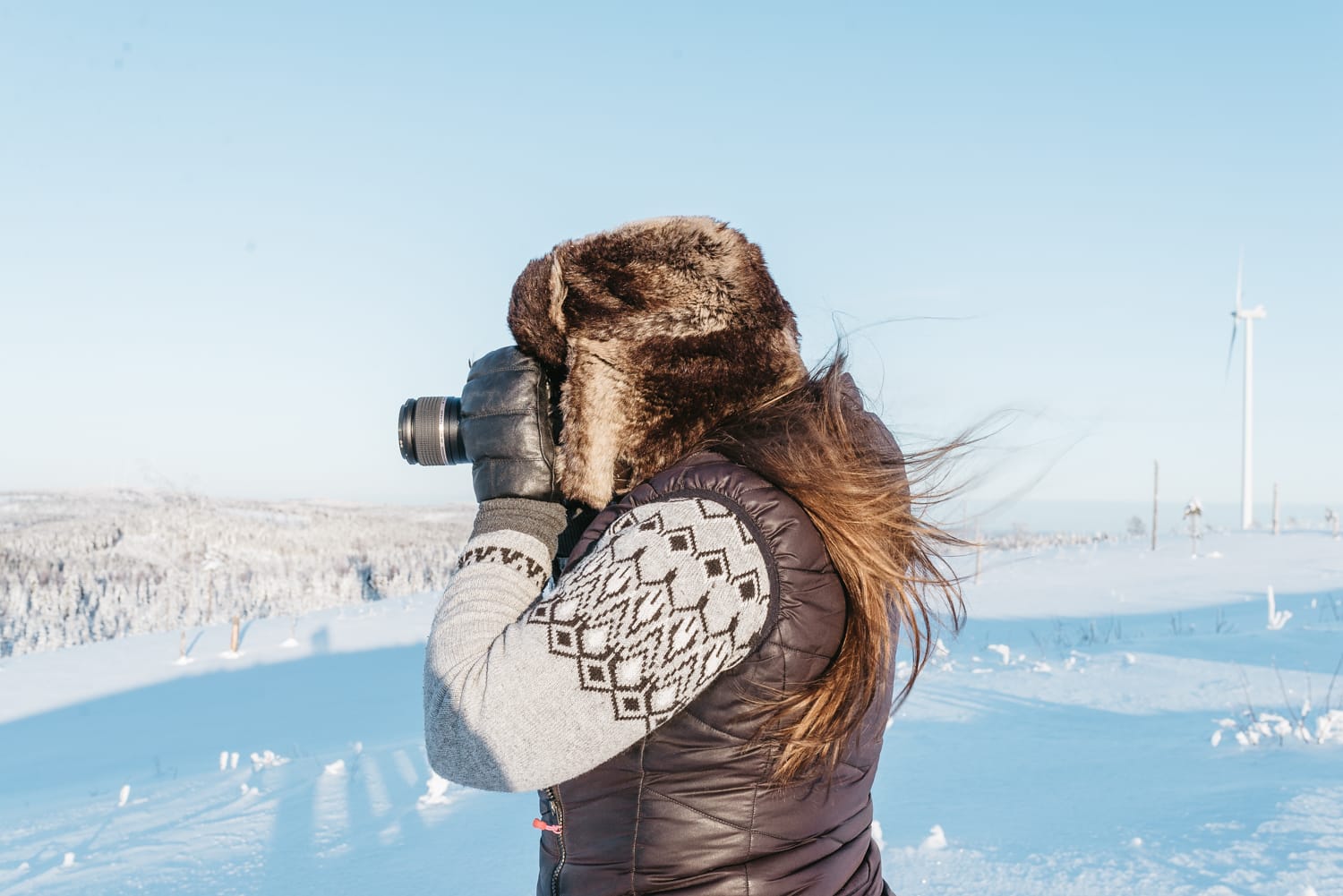 Photographer in a winter landscape