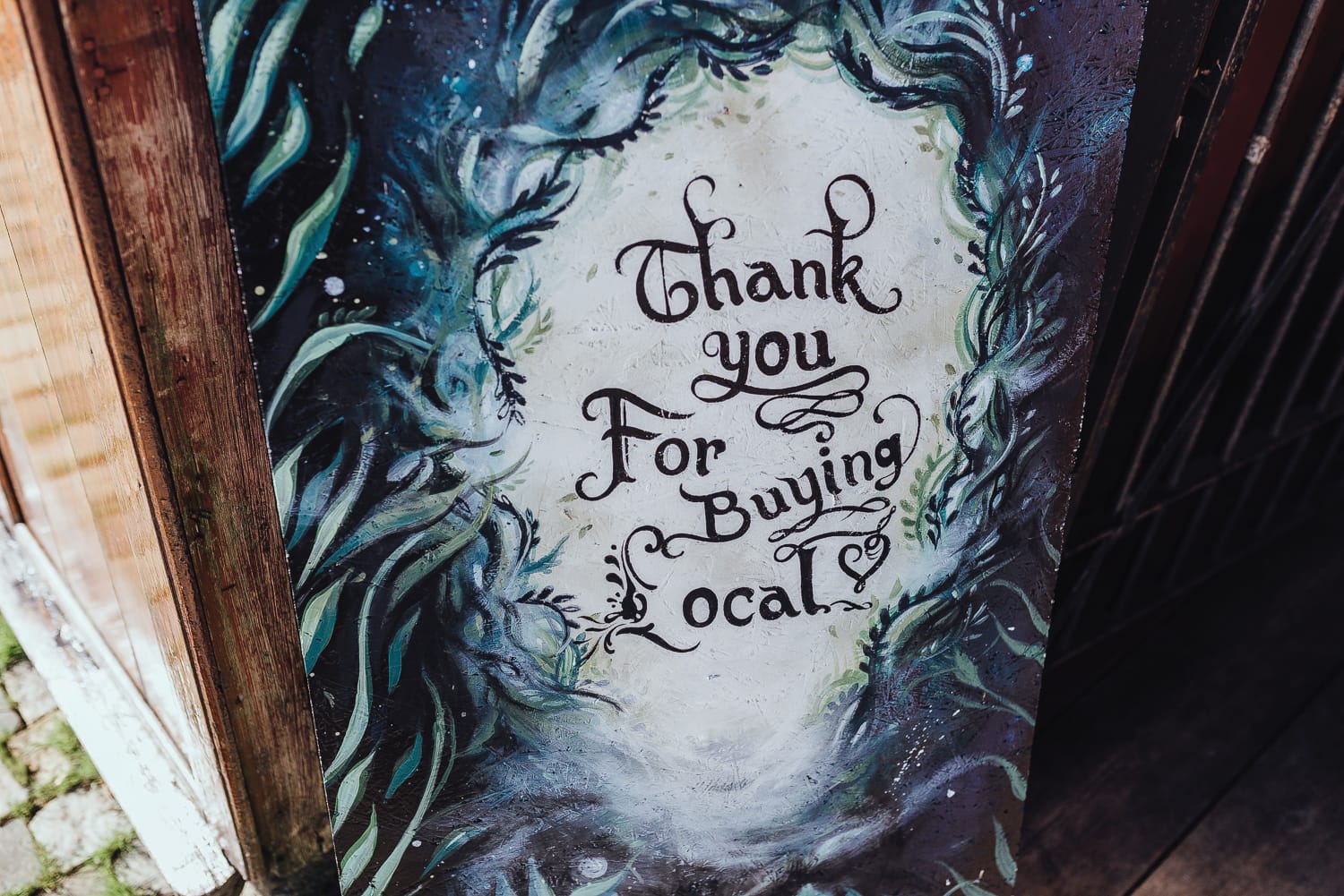 sign saying thank you for buying local