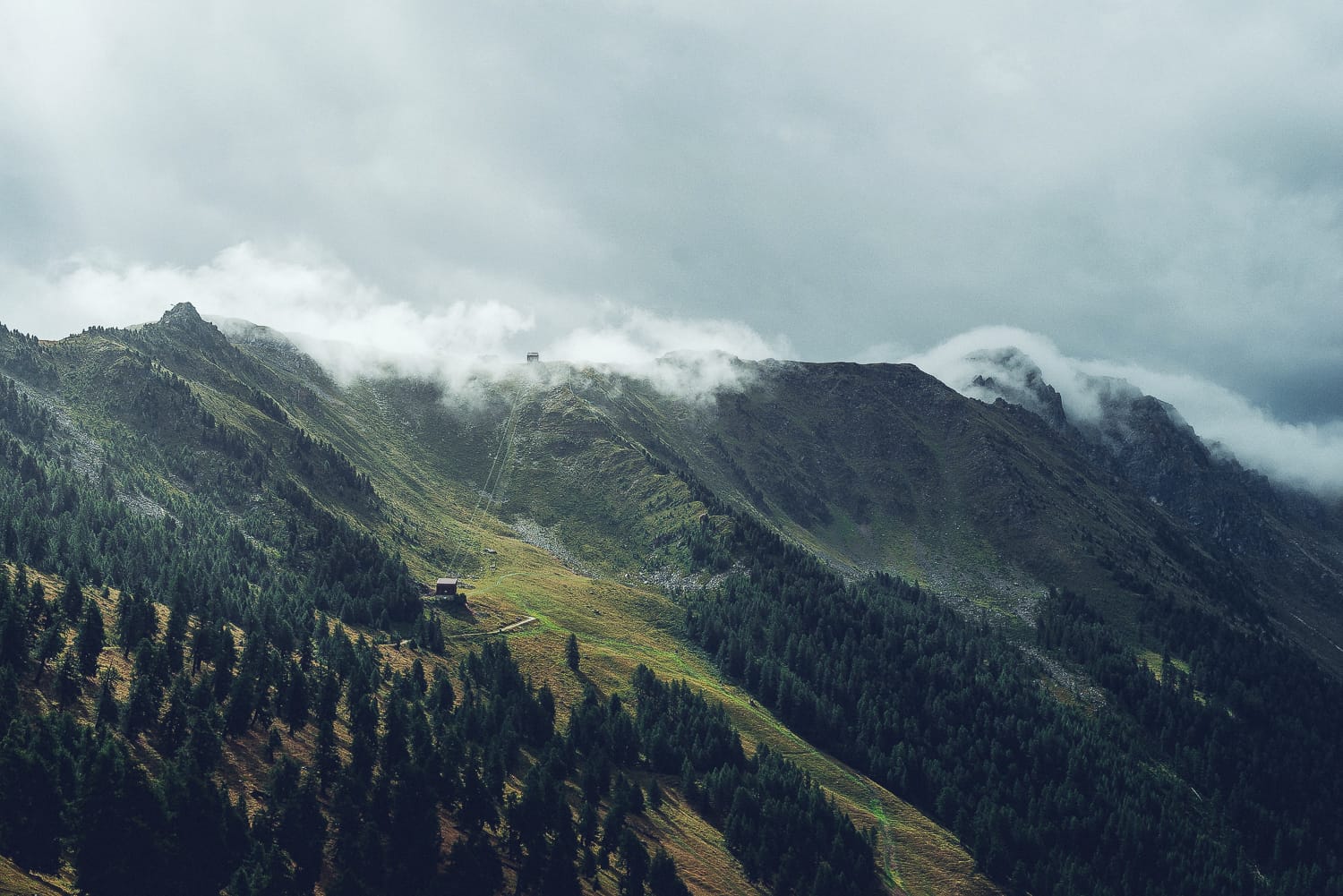 rain clouds around a mountain in Switzerland