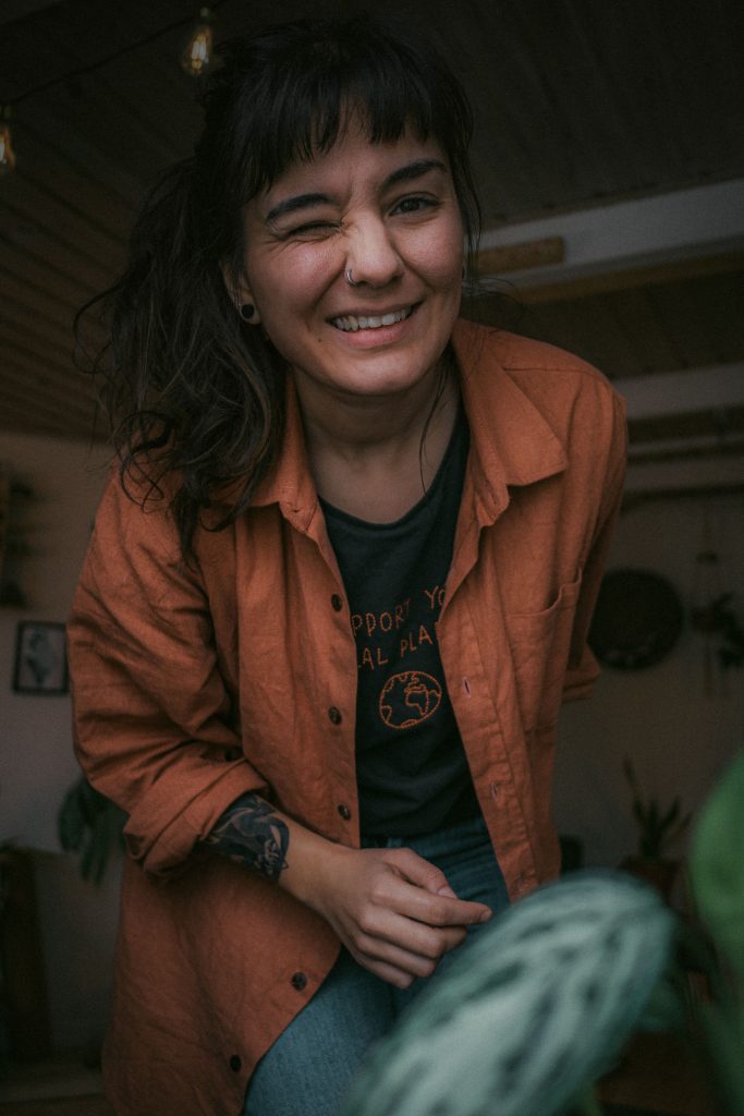 portrait of a woman in a rusty linen shirt