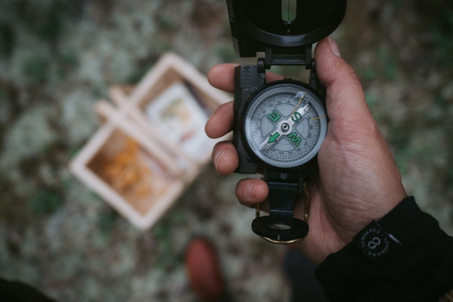 holding a compass
